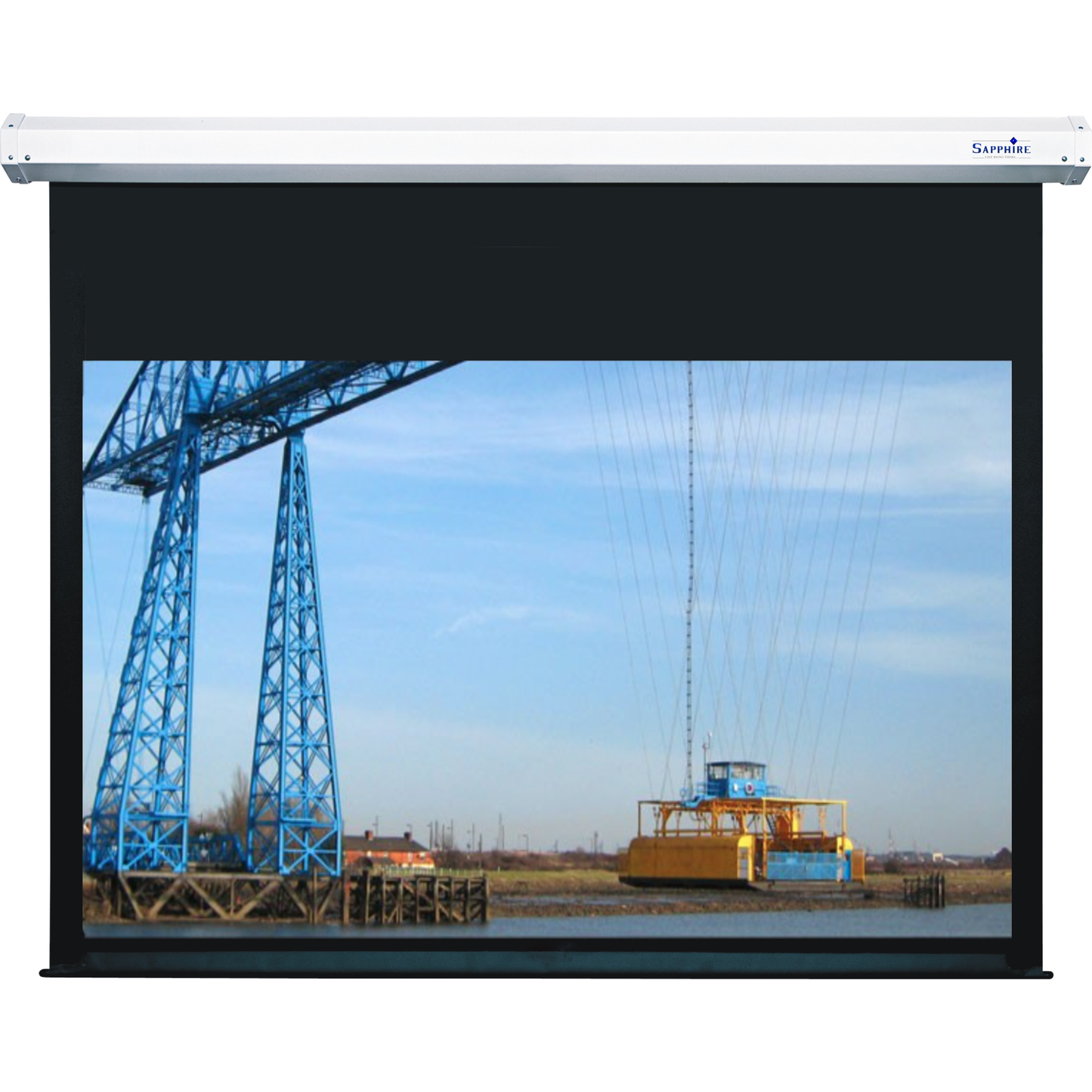 Sapphire Electric Radio Frequency Screen 16:10 Format (Not Channel Fix) Viewing Area 4491mm x 2807mm Approx Case Dimensions L 4836mm x H 180mm x D 140mm