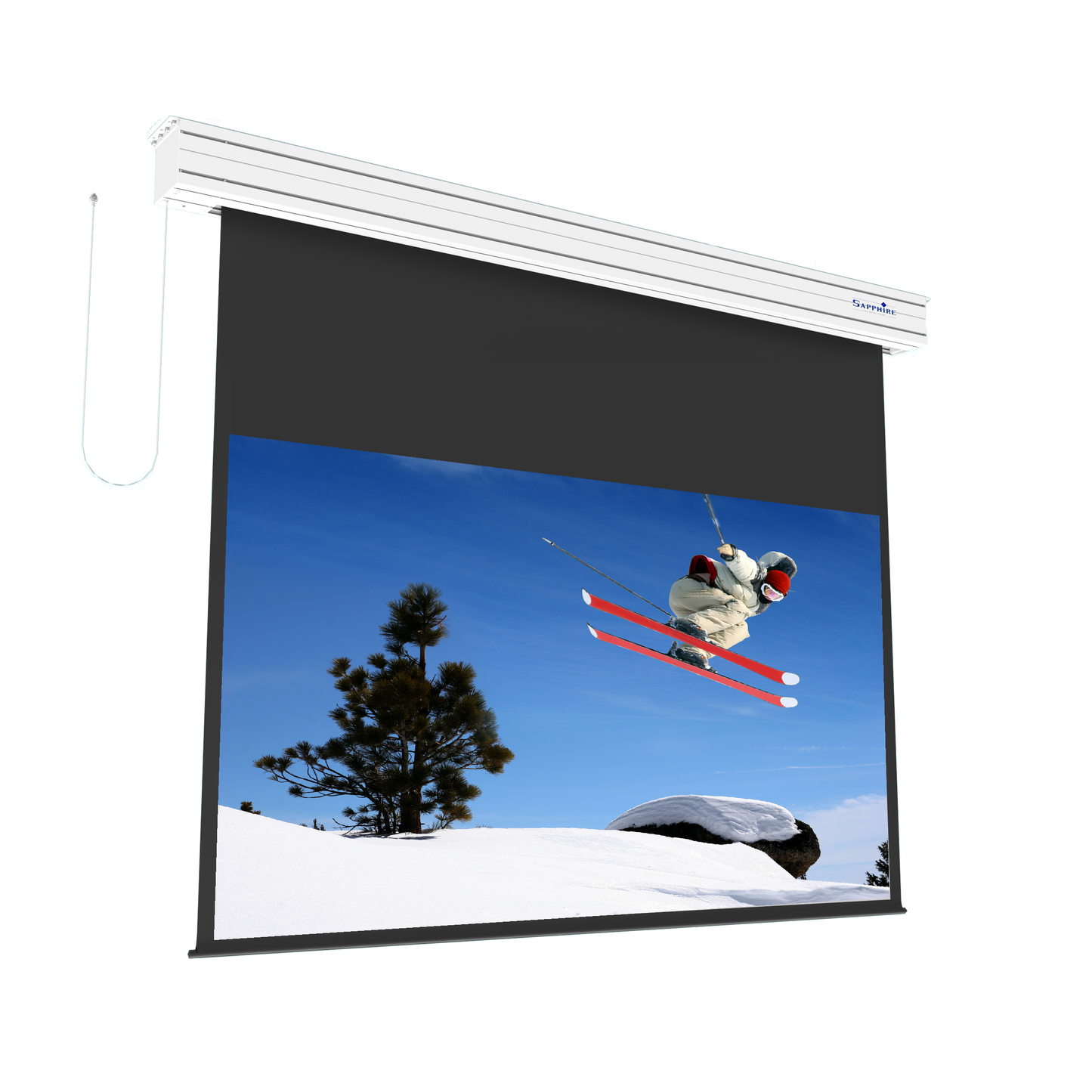 Sapphire Electric Screen 16:9 Format Radio Frequency Viewing Area 6000mm x 3375mm (not channel fix) Approx Case Dimensions L 6390mm x H 232mm x D 217mm
