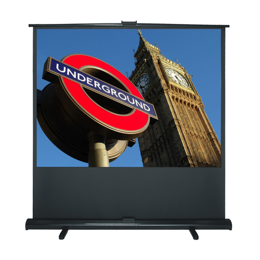 Sapphire Portable Pull-up Projection Screen 4:3 Format, VALUE RANGE Approx Case Dimensions L 1380mm x H 83mm x D 61mm