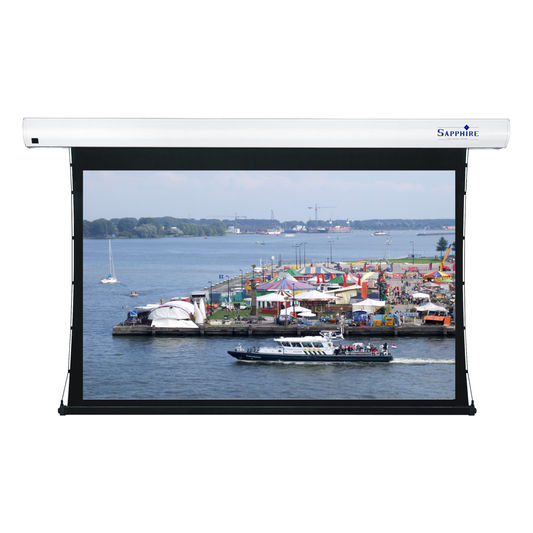 Sapphire Tab Tension Electric Infra Red Screen 16:10 Format Viewing Area 2037mm x 1273mm Approx Case Dimensions L 2490mm x H 145mm x D 137mm