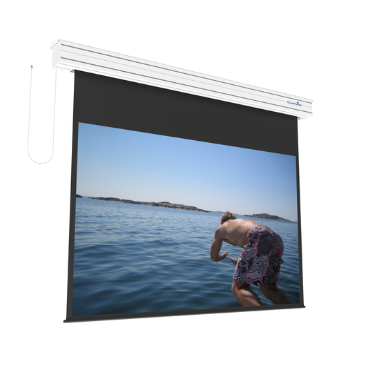 Sapphire Electric Screen Radio Frequency 16:10 Format Viewing Area 5070mm x 3125mm (not channel fix) Approx Case Dimensions L 5470mm x H 232mm x D 217mm