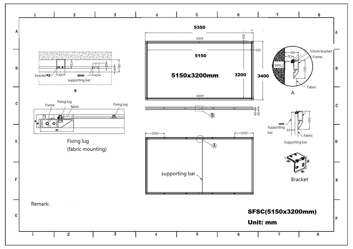 Sapphire Festrahmen-Frontprojektionsleinwand 3984 mm x 2240 mm 16:9-Format