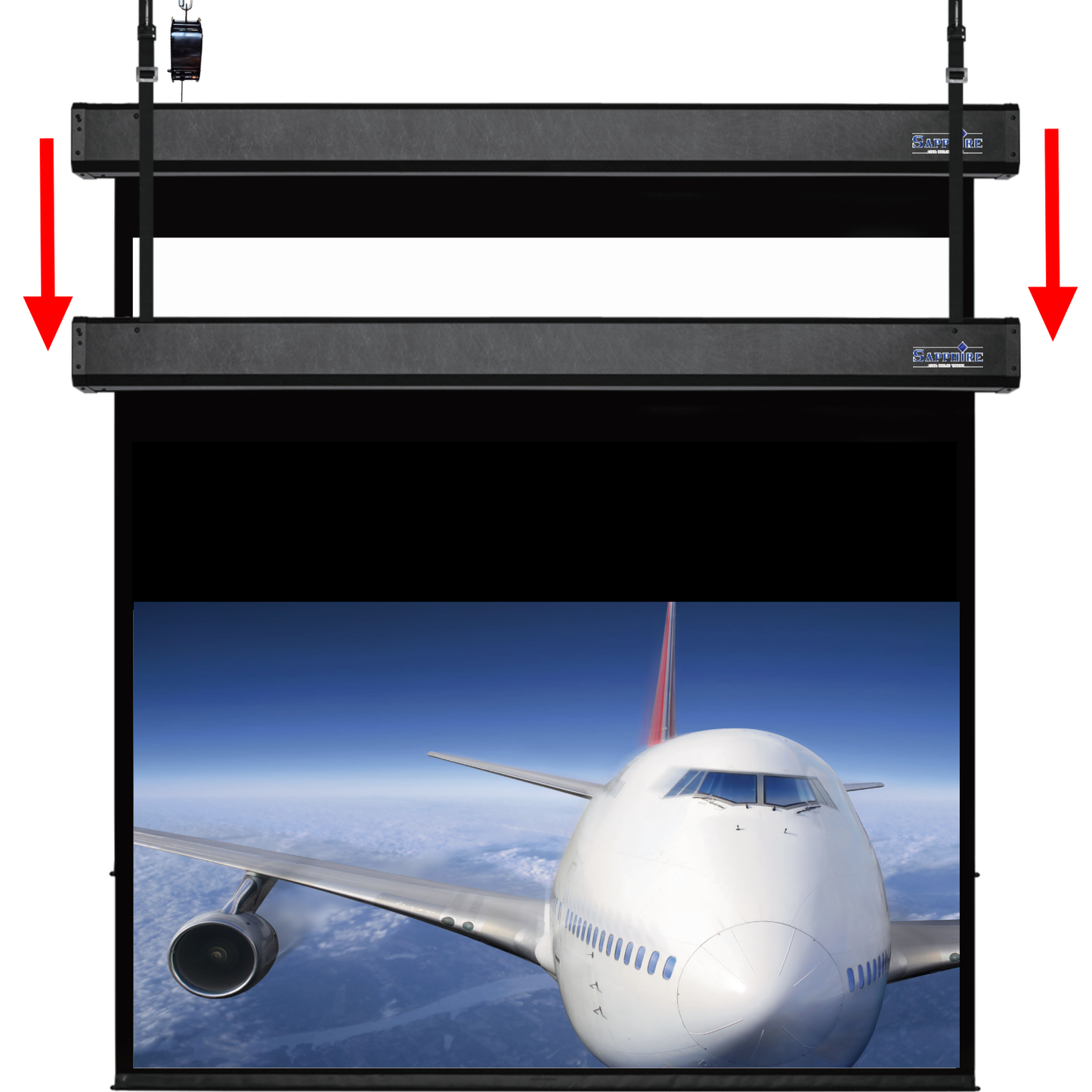 Sapphire Smart Move 4m 16:9 Two Motor Electric Projection Screen Approx Case Dimensions L 4317mm x H 250mm x D 170mm